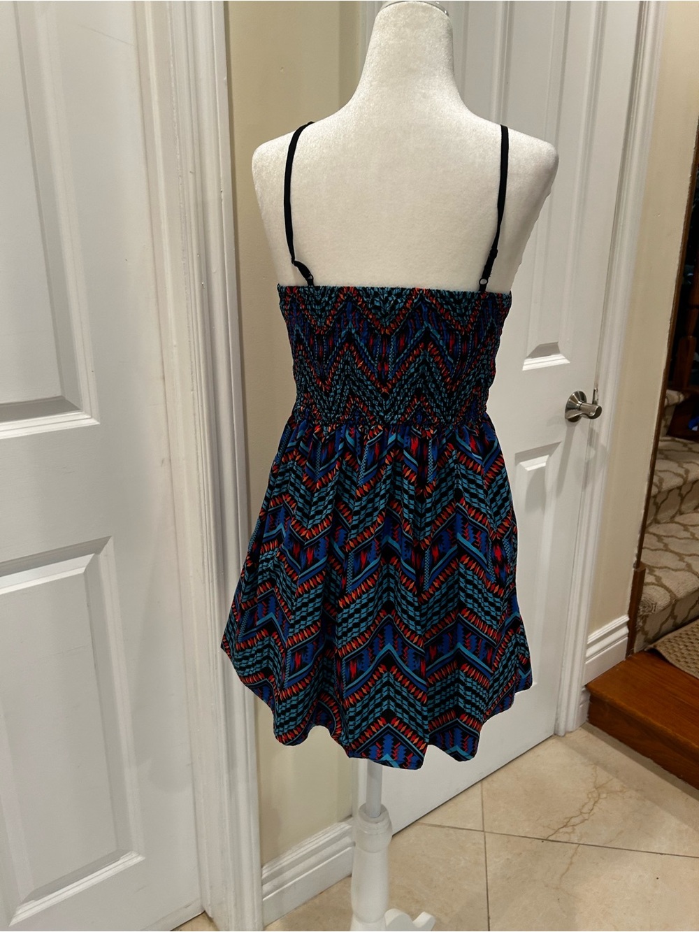 Forever 21 Boho Tribal Print Fit & Flare Sundress Summer Mini Dress - Picture 6 of 7